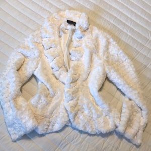White furry jacket